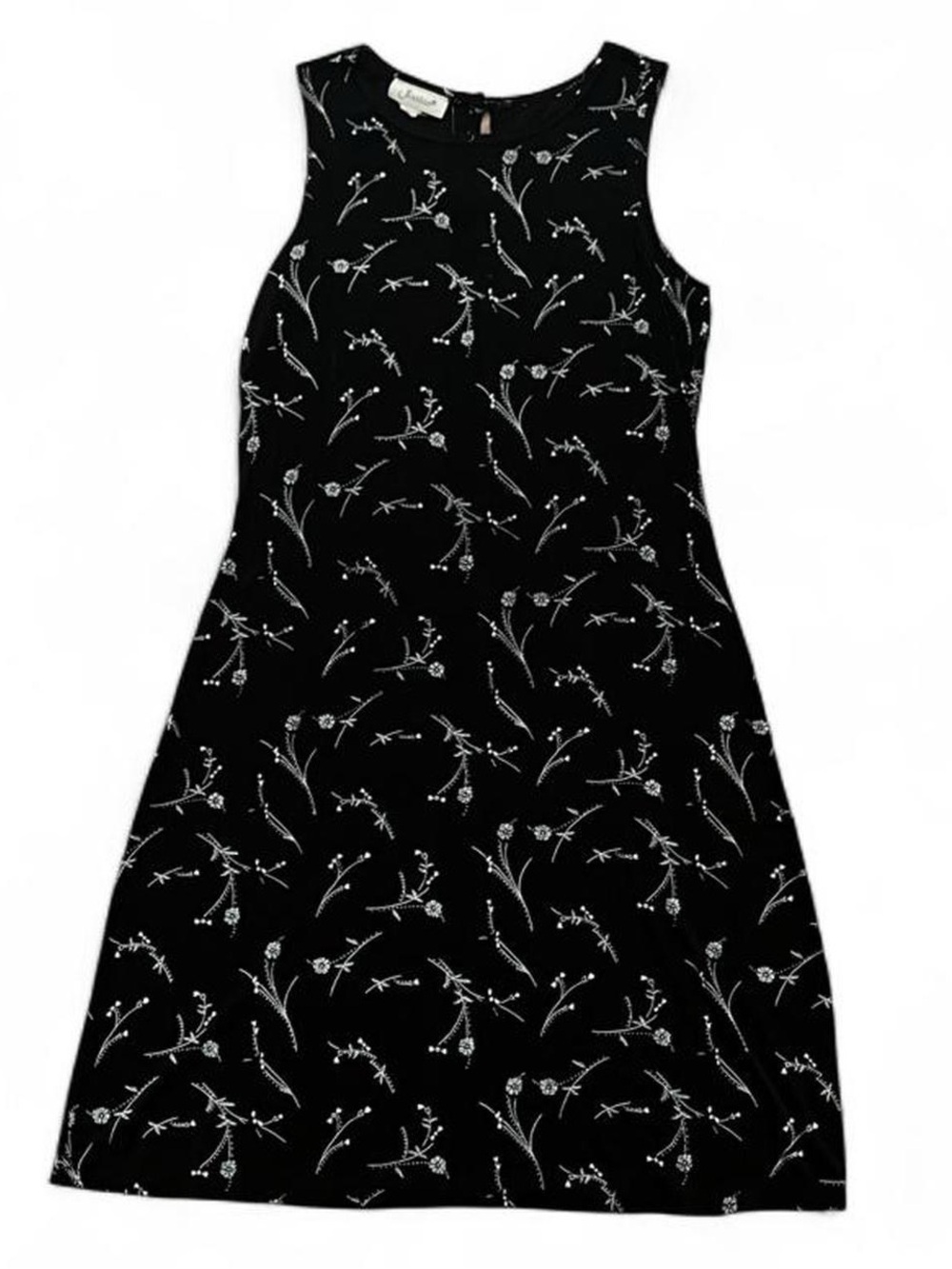 Black Floral Patterned Vintage Dress - Picture 5 of 8